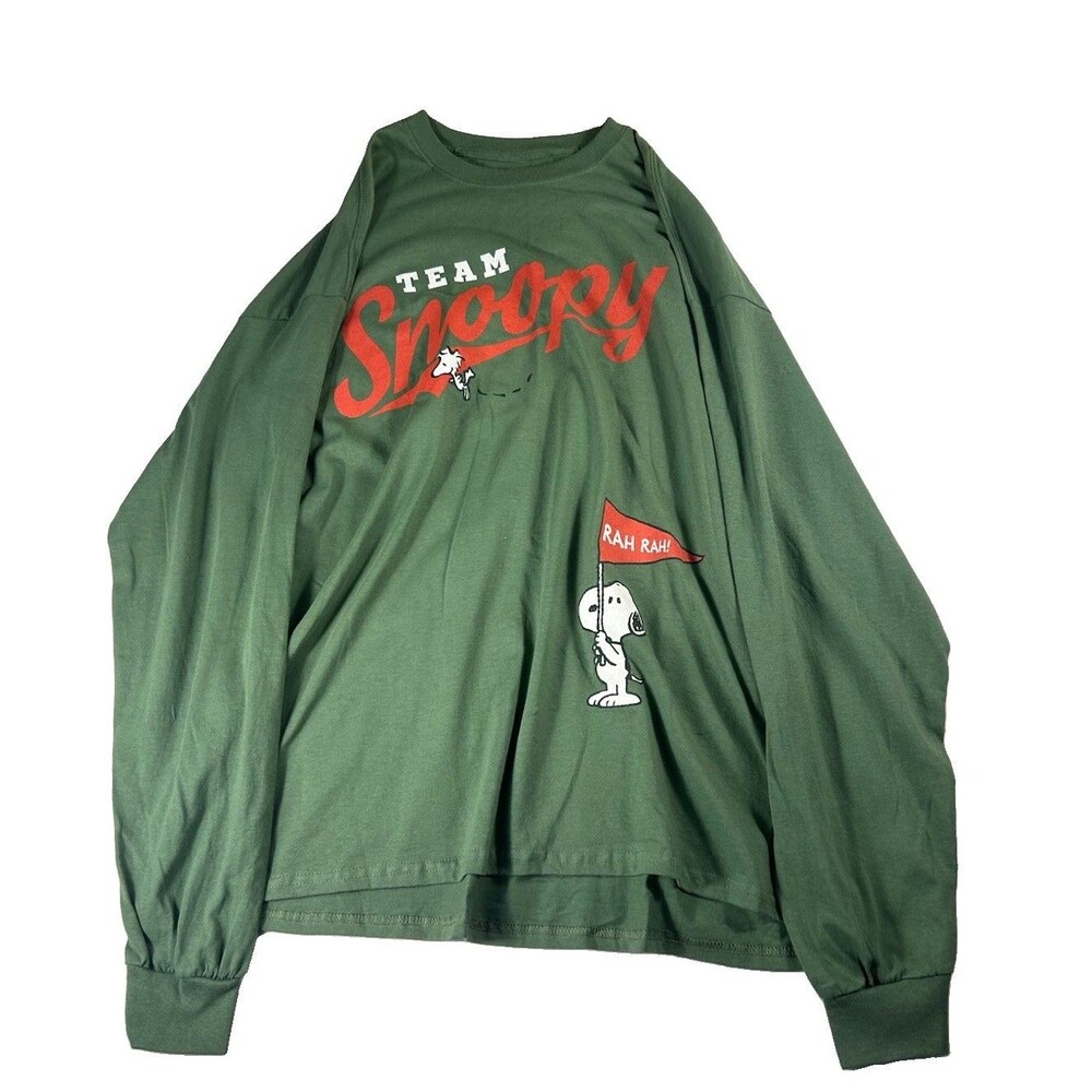 love tribe Team Snoopy Green Long Sleeve Graphic T-Shirt 3XL Big & Tall